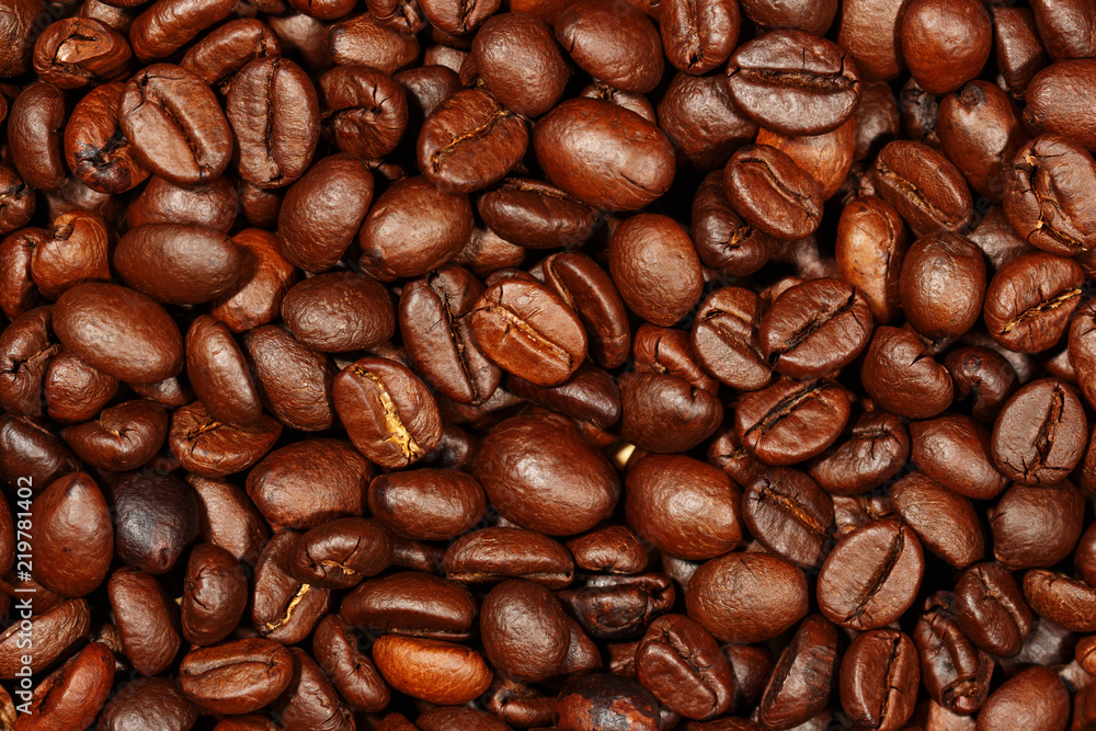 Close up of coffee beans texture background, selective focus Close up of coffee beans texture background, selective focus