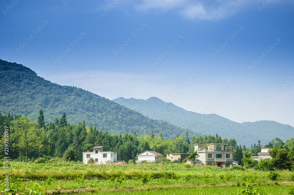 Mountains and rural scenery in autumn