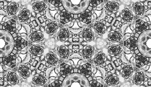 Black and white seamless pattern. Amusing delicate soap bubbles. Lace hand drawn textile ornament. K