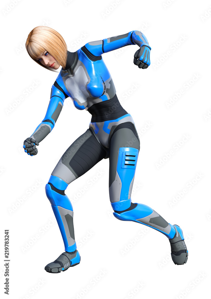 3D Rendering Female Robot on White 3D Rendering Female Robot on White