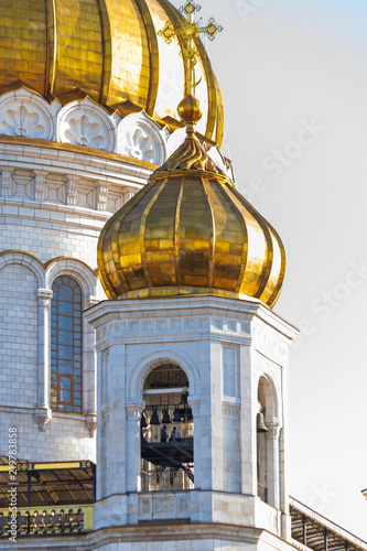 Golden dome of the Orthodox Church in a sunny day