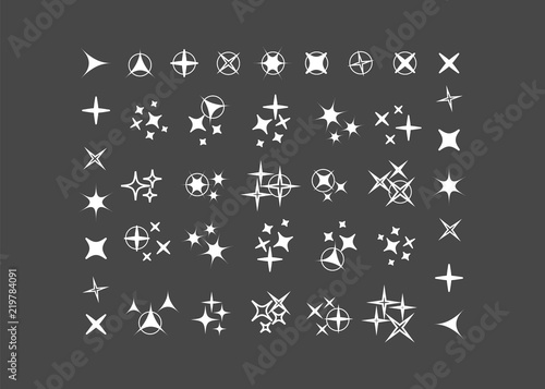 Sparkle lights stars set. Bright firework, decoration twinkle, shiny flash