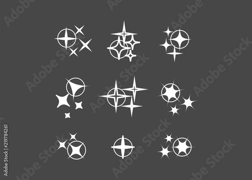 Sparkle lights stars set. Glowing light effect star.