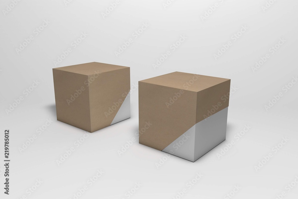 Fototapeta premium Empty boxes from recycled cardboard. 3D