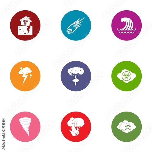 Affliction icons set. Flat set of 9 affliction vector icons for web isolated on white background