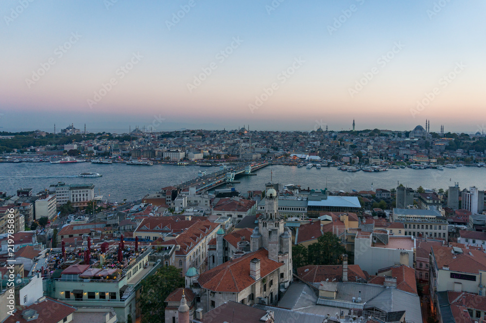 View from above on Istanbul historic centre with red rooftops