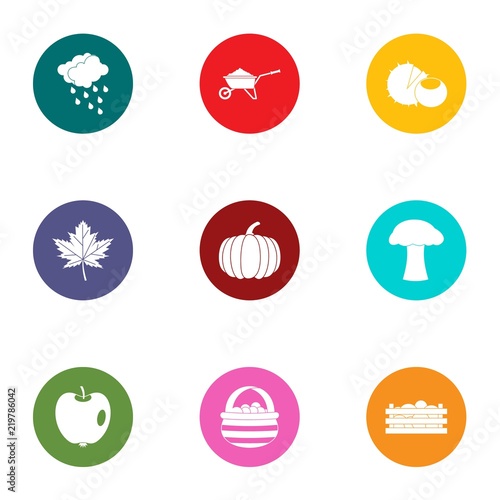 Leaves cleaning icons set. Flat set of 9 leaves cleaning vector icons for web isolated on white background