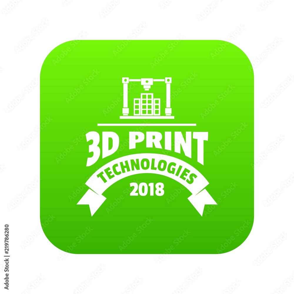 Fototapeta premium Innovation 3d printing icon green vector isolated on white background
