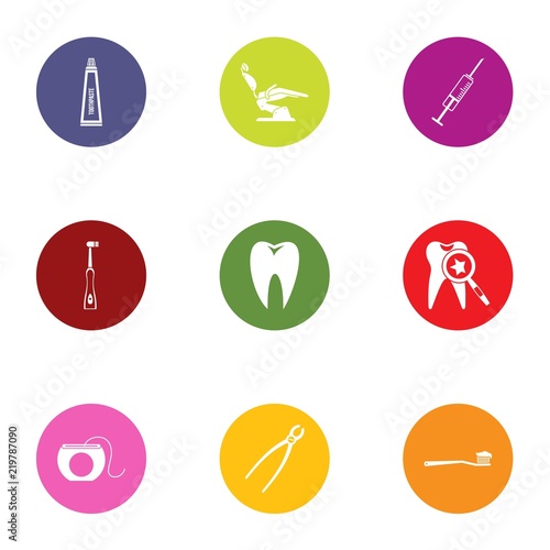 Tooth save icons set. Flat set of 9 tooth save vector icons for web isolated on white background