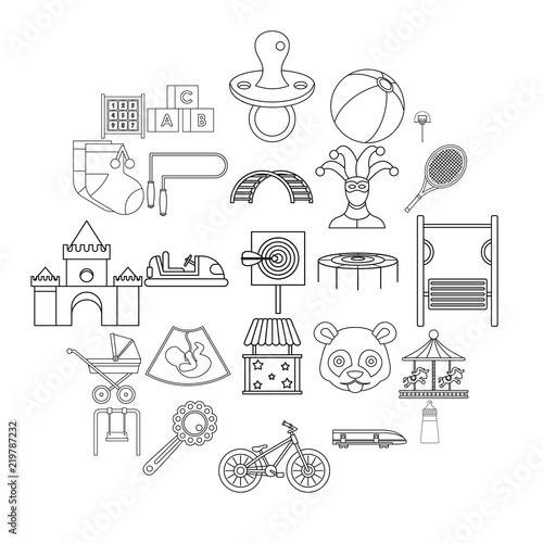 Cradle icons set. Outline set of 25 cradle vector icons for web isolated on white background