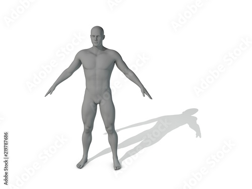 Standing man. Isolated on white background. 3D rendering illustration.