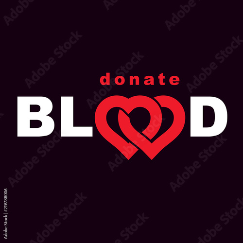 Save life and donate blood, rehabilitation conceptual vector illustration created using heart shape and blood drops.