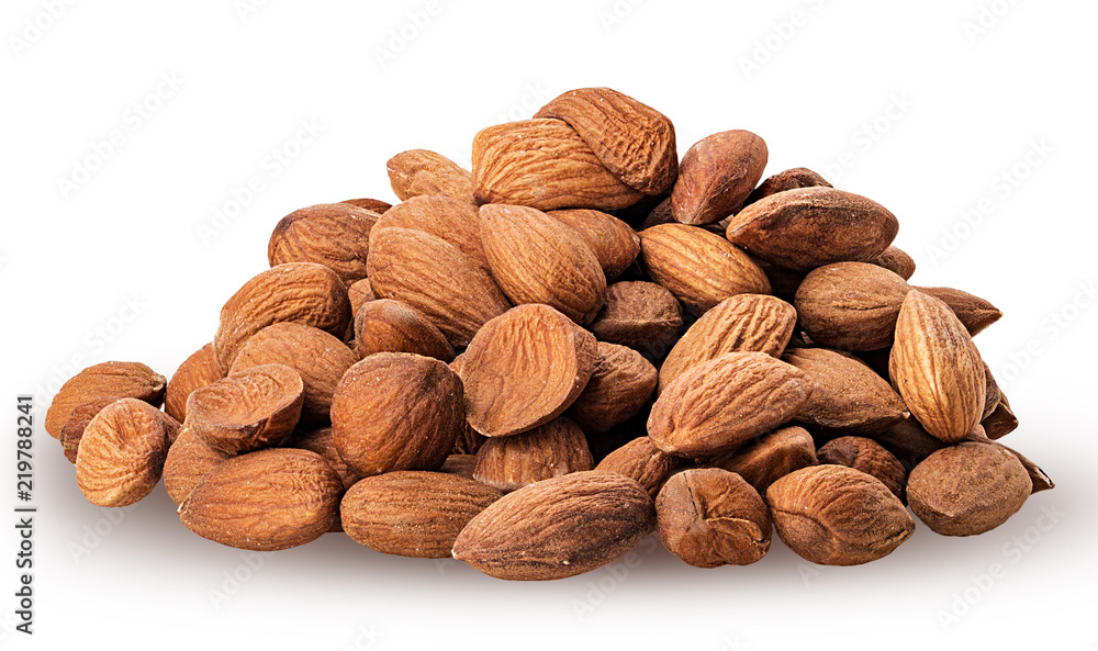 Raw natural organic almonds heap Raw natural organic almonds heap
