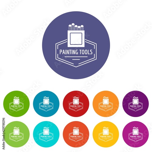 Painting tool icons color set vector for any web design on white background