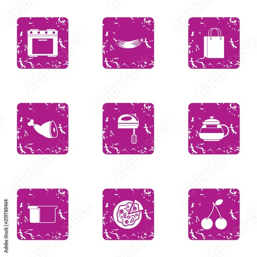 Topping icons set. Grunge set of 9 topping vector icons for web isolated on white background