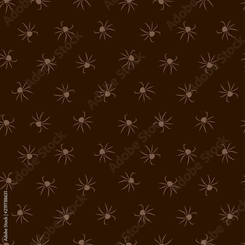 Seamless dark pattern with spiders. Vector illustration. Halloween background.
