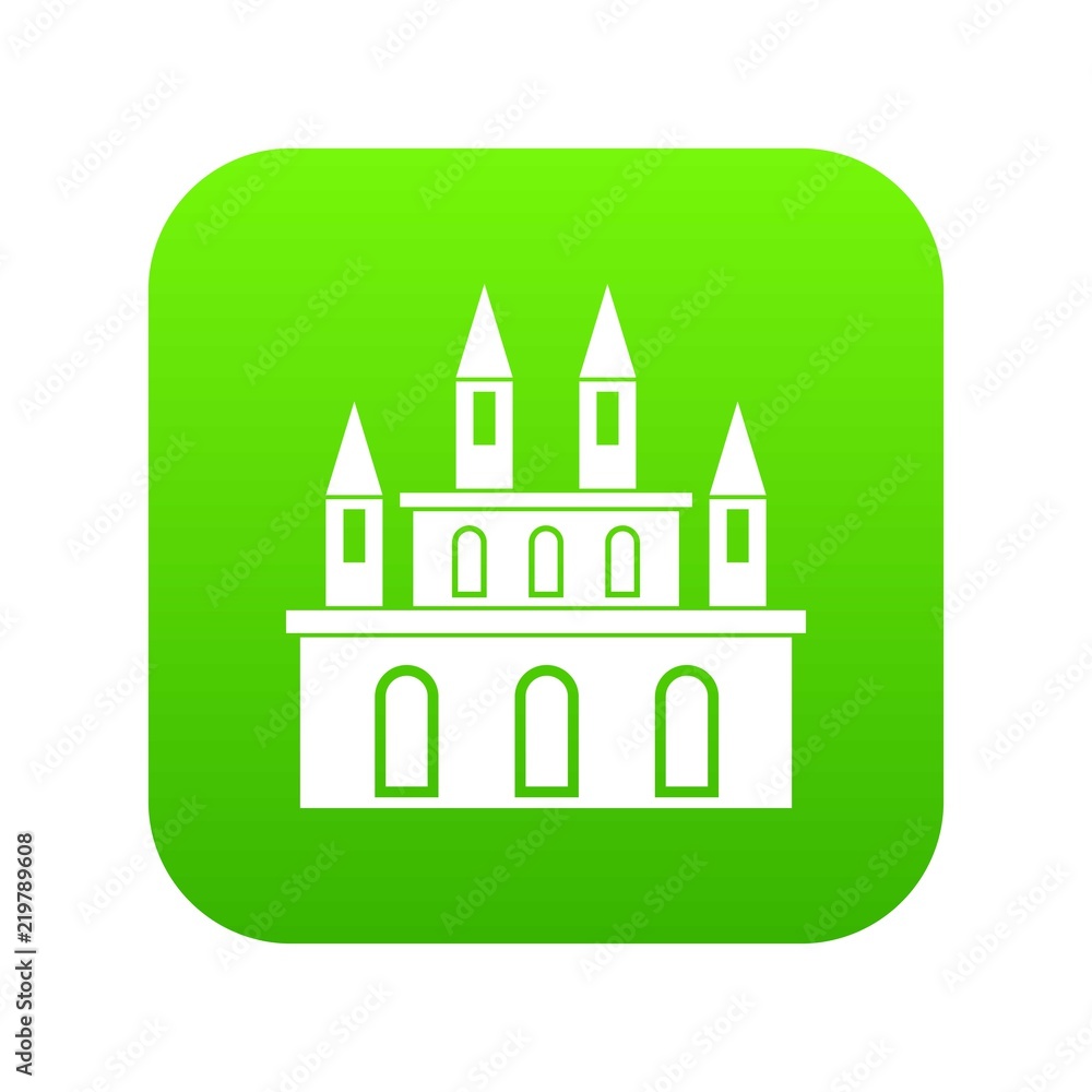 Medieval castle icon digital green for any design isolated on white vector illustration