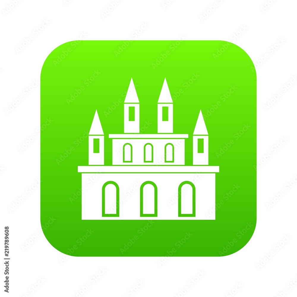 Medieval castle icon digital green for any design isolated on white vector illustration Medieval castle icon digital green for any design isolated on white vector illustration
