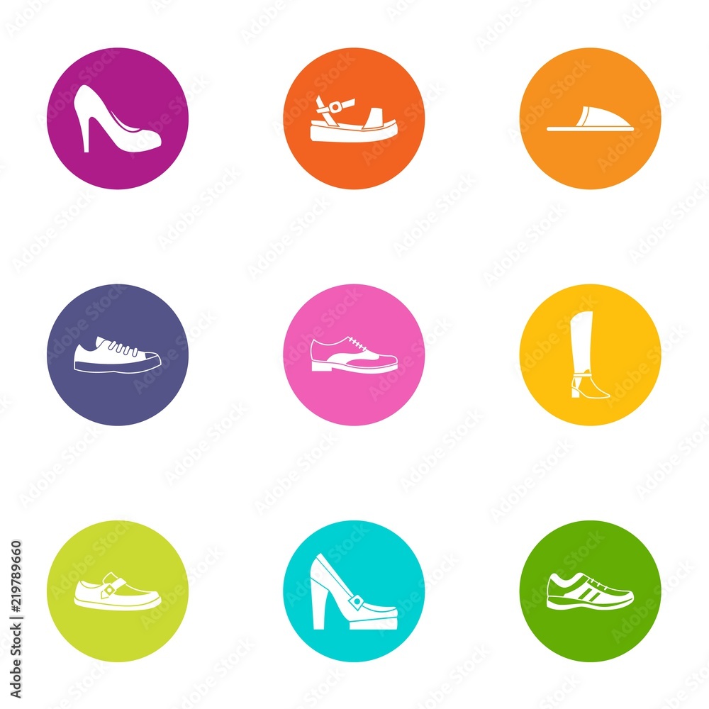 Slipper icons set. Flat set of 9 slipper vector icons for web isolated on white background