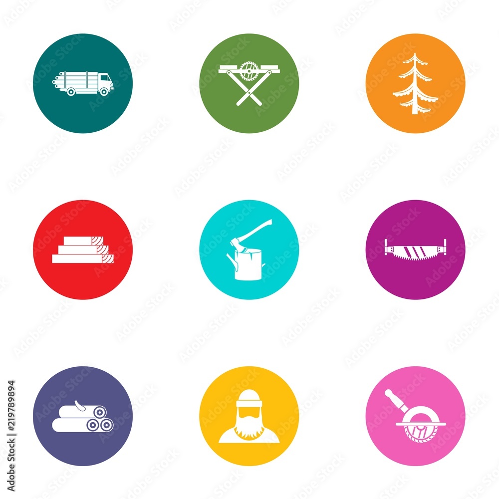 Forest area icons set. Flat set of 9 forest area vector icons for web isolated on white background Forest area icons set. Flat set of 9 forest area vector icons for web isolated on white background