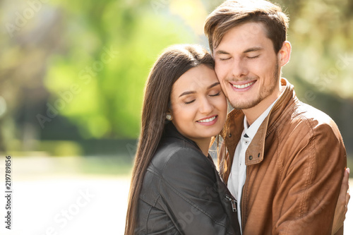 Young couple in love outdoors