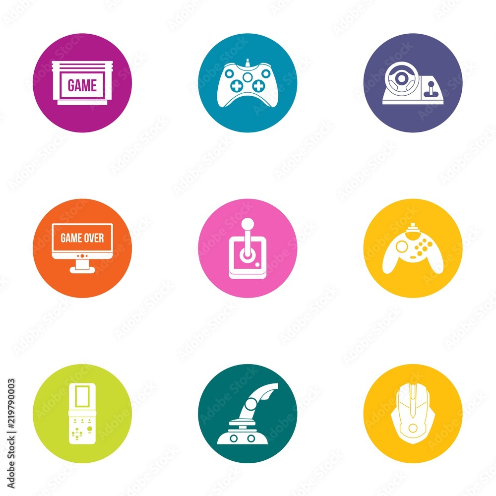 Game over icons set. Flat set of 9 game over vector icons for web isolated on white background