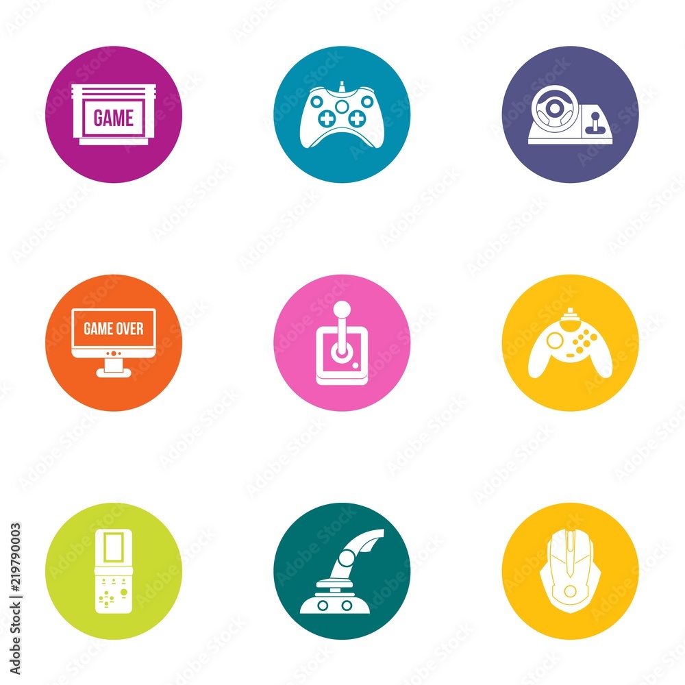 Game over icons set. Flat set of 9 game over vector icons for web isolated on white background Game over icons set. Flat set of 9 game over vector icons for web isolated on white background