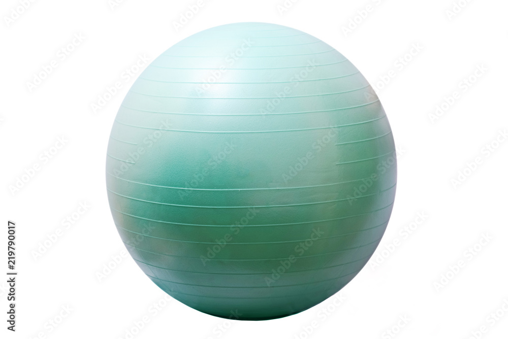 Close up of an orange fitness ball isolated on white background