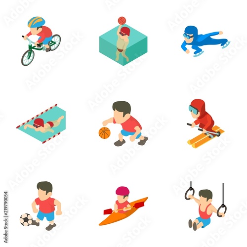 Olympic training icons set. Cartoon set of 9 olympic training vector icons for web isolated on white background