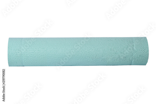 turquoise yoga mat on a white background
