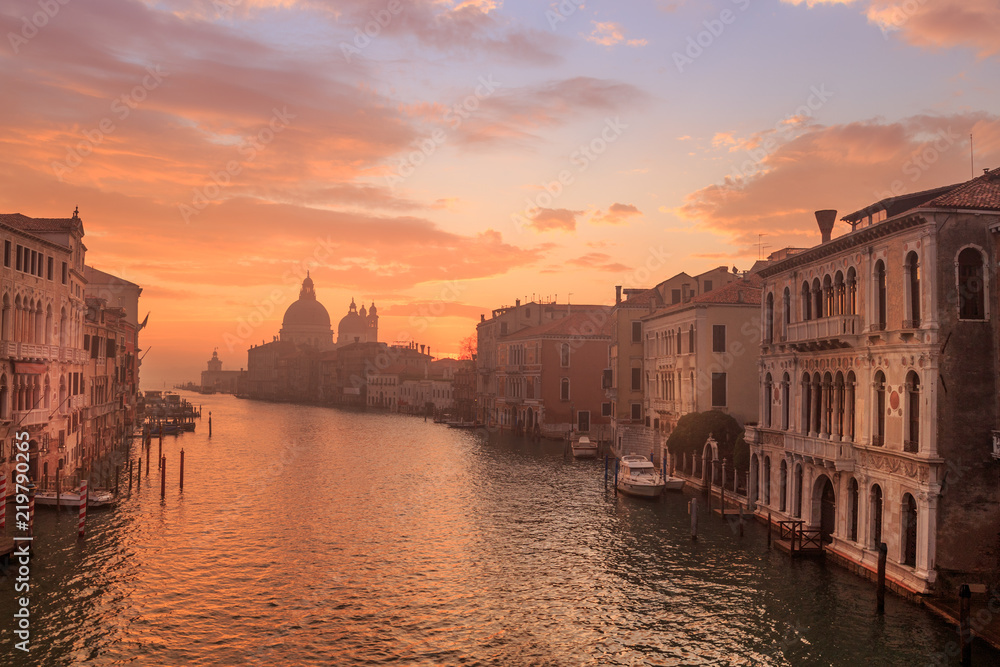 Venice in the early morning. Picture taken from the Academy bridge. Italy.