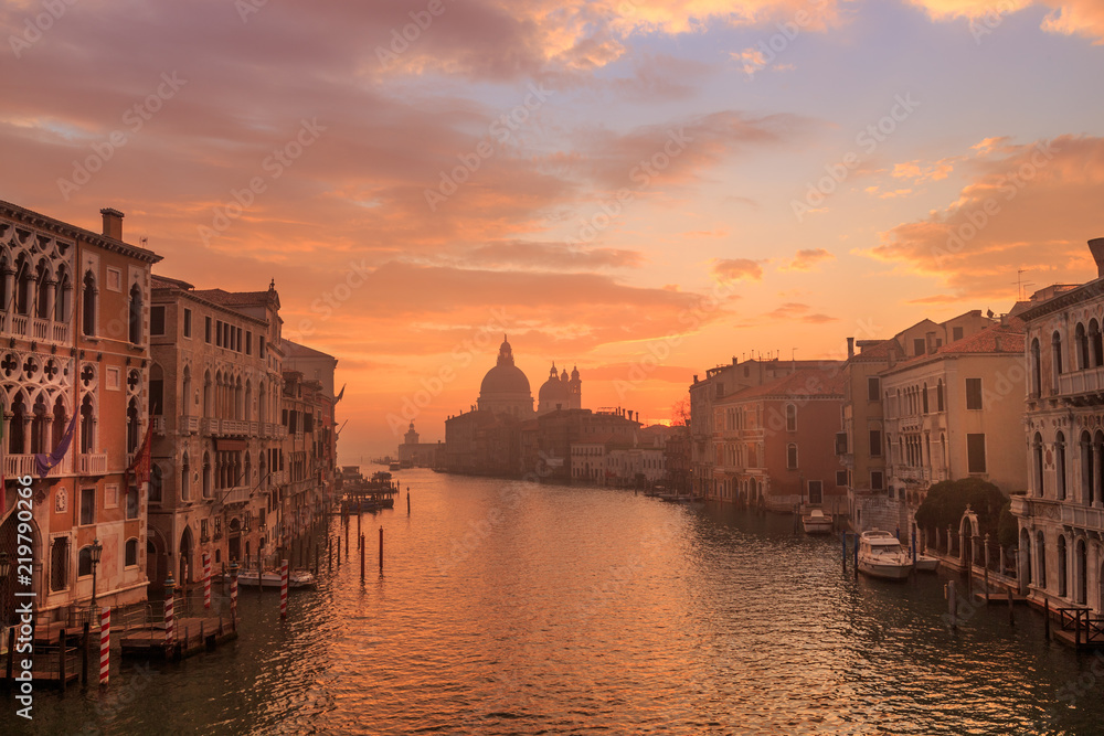Venice in the early morning. Picture taken from the Academy bridge. Italy.
