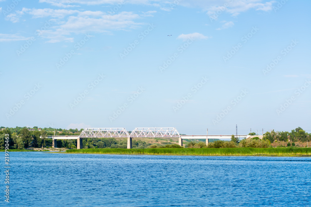 Railway bridge across the river Sok in the village of Malaya Tsarevschina, Samara region Russia