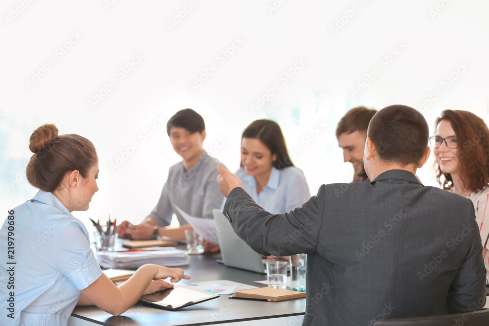 Group of people during business meeting in office