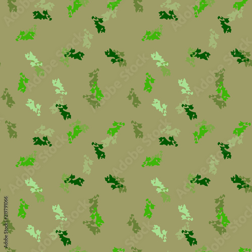 UFO military camouflage seamless pattern in in different shades of green color