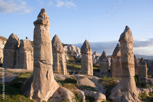 Unique geological formations in Love valley, Cappadocia, Anatolia, Turkey