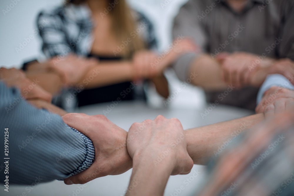 background image.business team standing in a circle