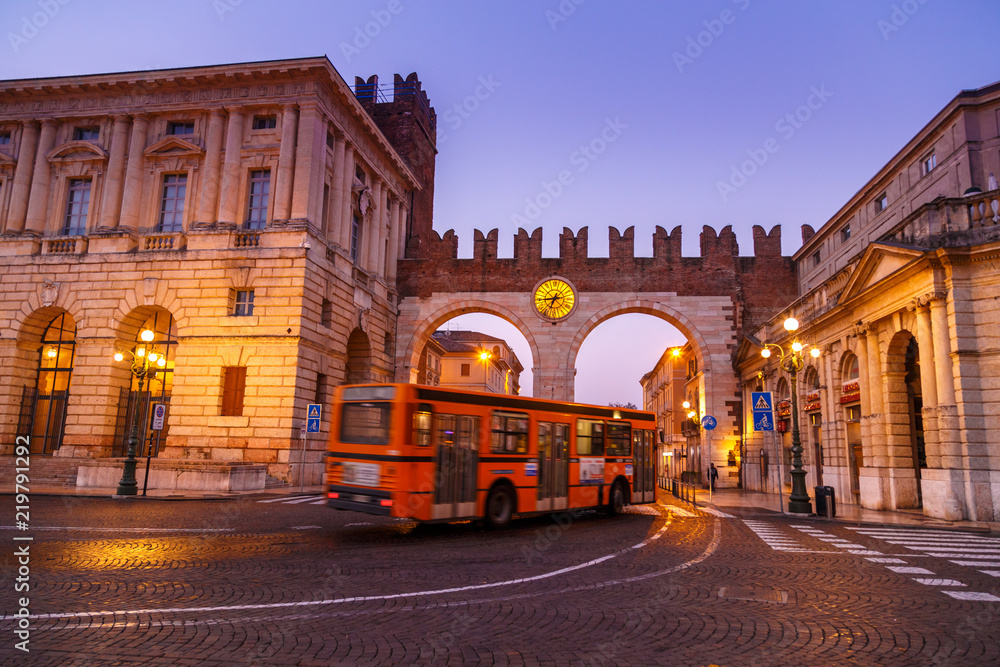 Fototapeta premium Morning in the streets of Verona near the Coliseum Arena di Verona. Italy.