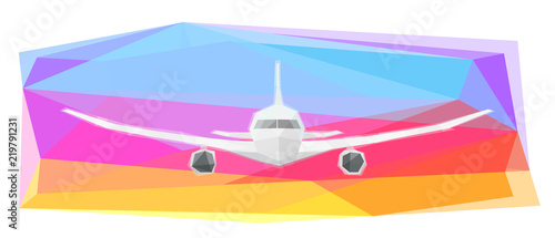 Airplane on colorful background, vector