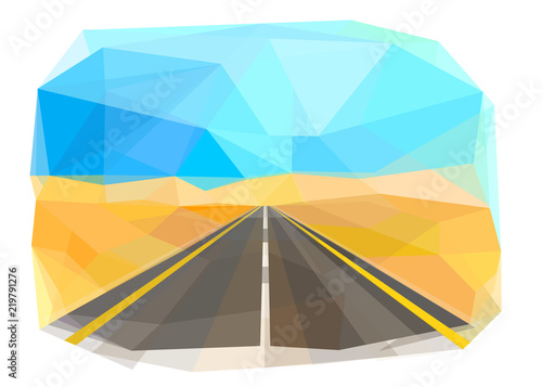 High-speed road, desert, vector