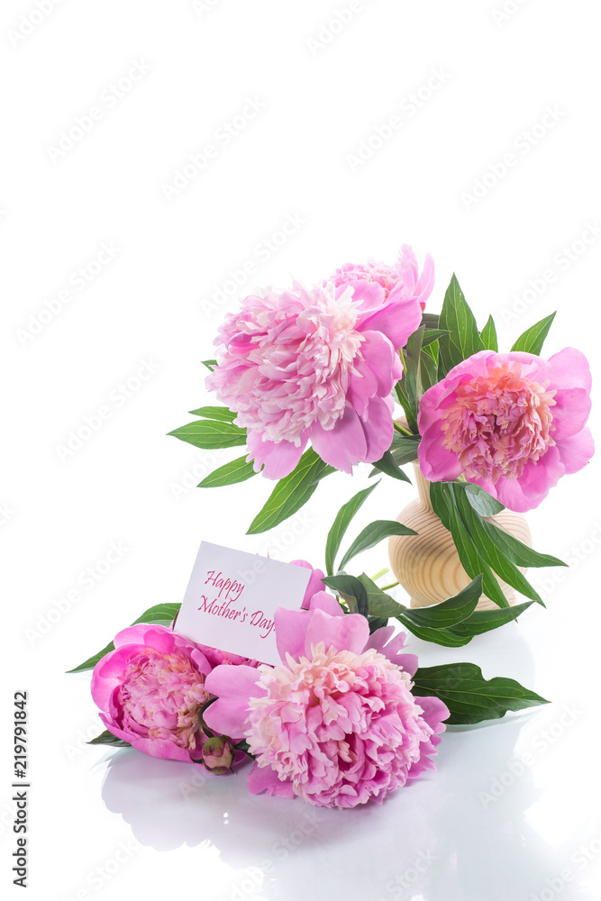 bouquet of blooming peonies on white background bouquet of blooming peonies on white background