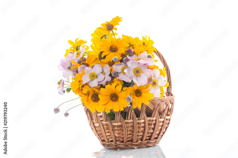 bouquet of yellow big daisies isolated on white