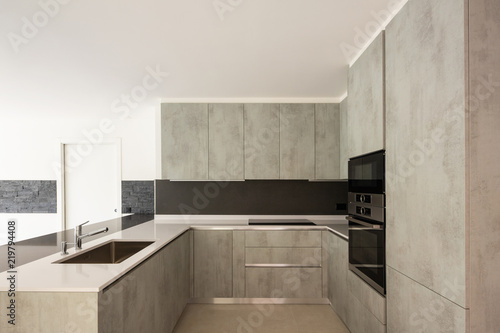 Modern kitchen in bright white apartment