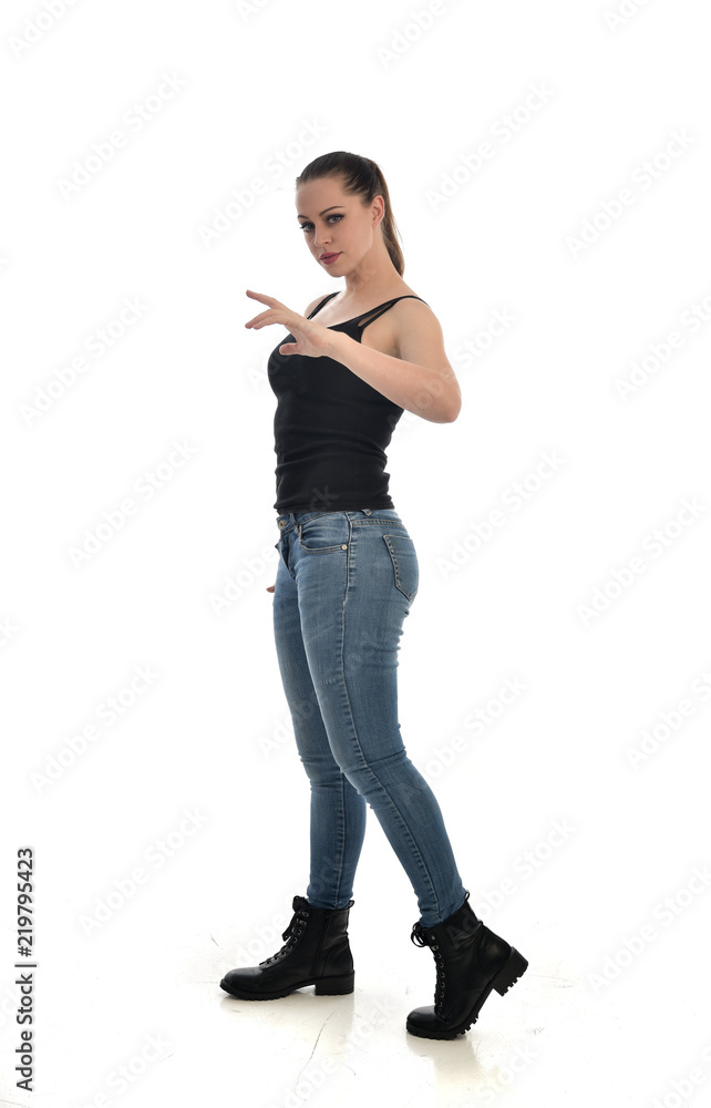 Side Pose Of Blue Eyes Alexa Breit Wearing Black Jacket In Blur Background  Model, HD wallpaper | Peakpx
