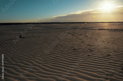 Sandy beaches of Rimini shortly after dawn in winter