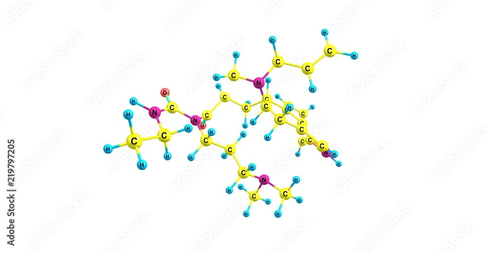 Fototapeta premium Cabergoline molecular structure isolated on white