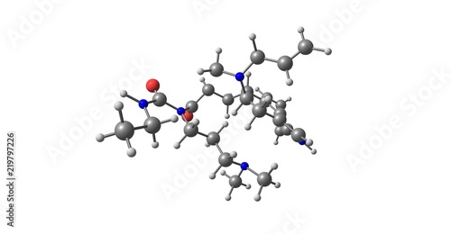 Fototapeta Naklejka Na Ścianę i Meble -  Cabergoline molecular structure isolated on white