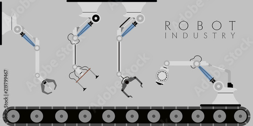 Set of colored robotic arms