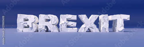 Broken text Brexit is the impending withdrawal of the United Kingdom (UK) from the European Union (EU). 3D illustration. 