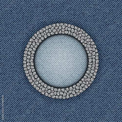 Blue denim circle frame